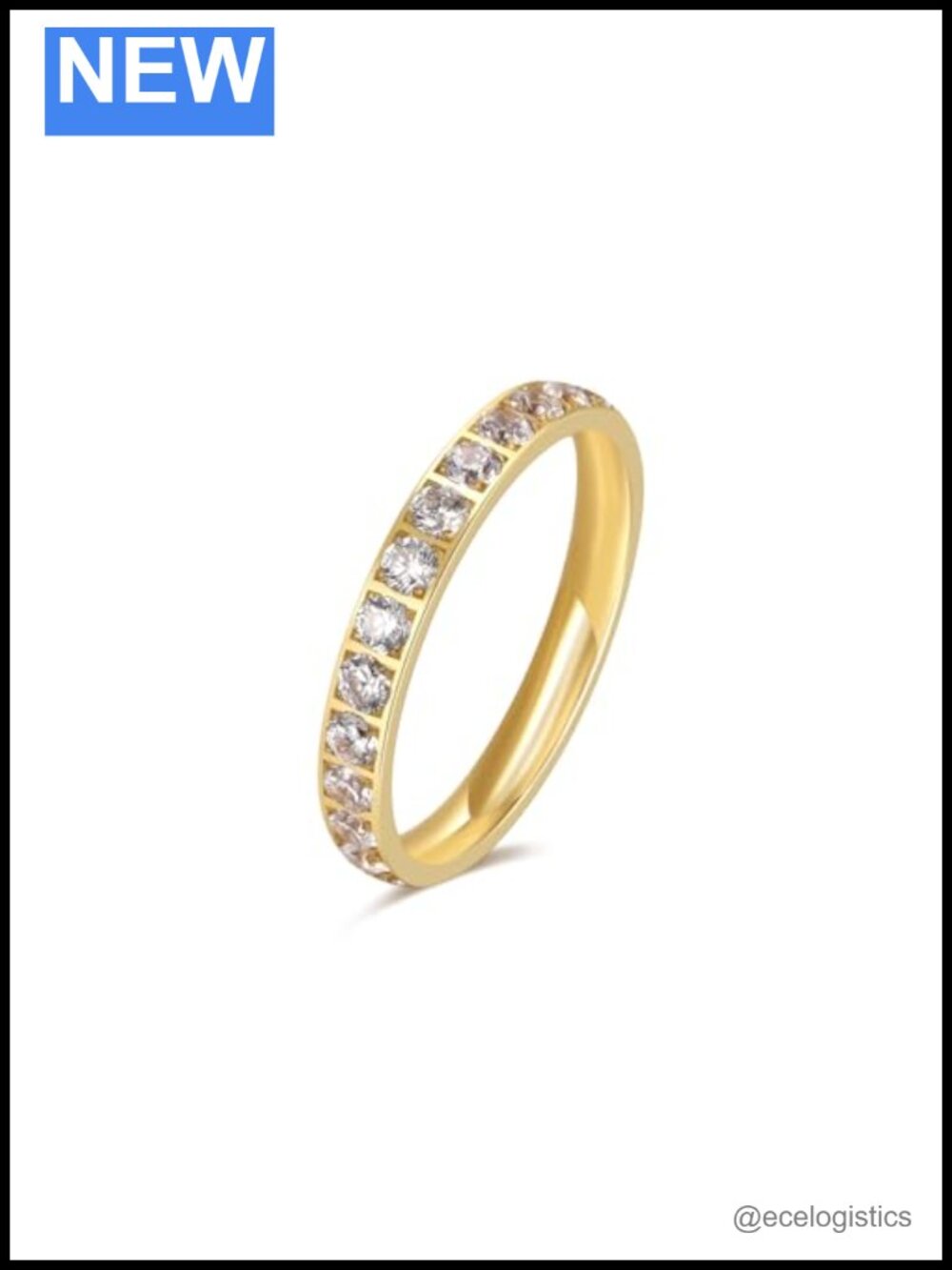 Moissanite Wedding Band 18K Gold Plated Eternity Stackable Ring